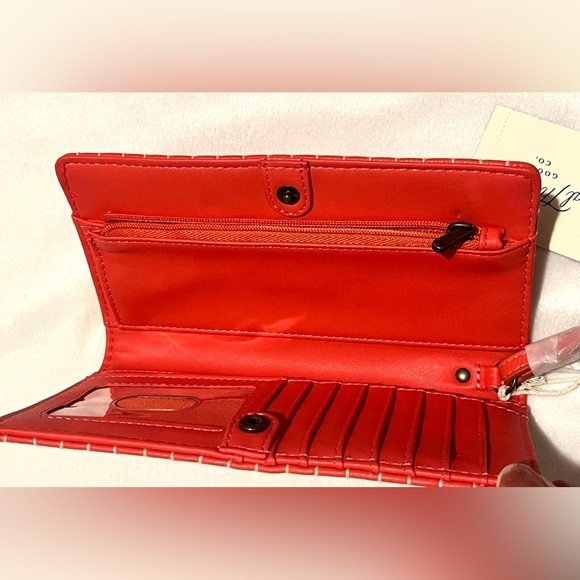 Universal Thread Orange-Red Snap Wallet with White Stitching New with Tags NWT - Picture 2 of 12